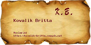 Kovalik Britta névjegykártya